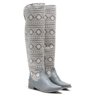 NWT! Free People Bren Crochet Tall Boot Grey Blue Size 7 Calm Waters
